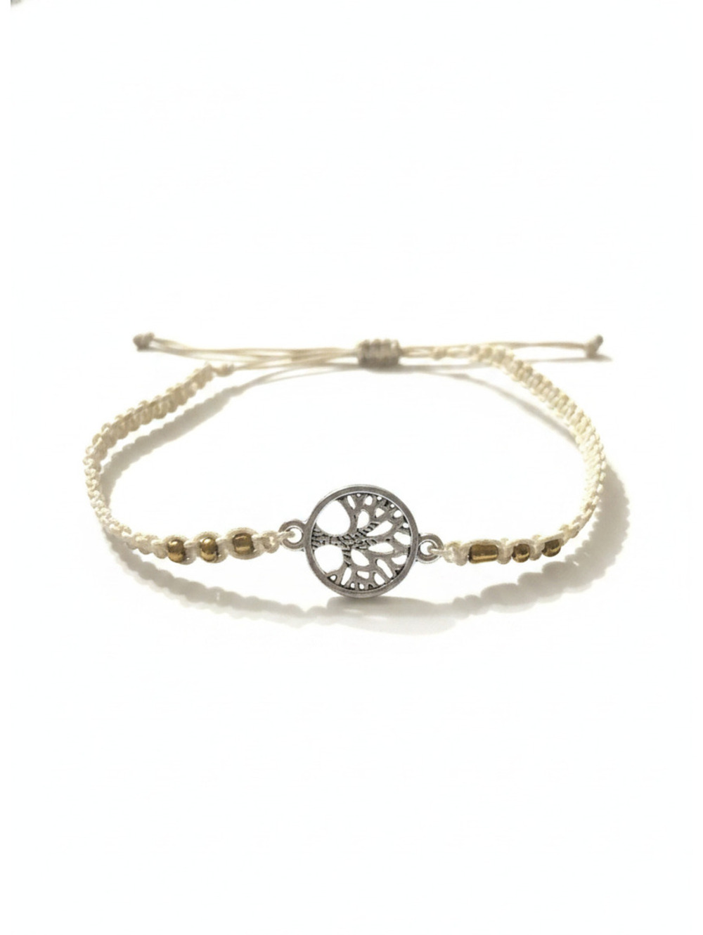 Handmade Adjustable Macrame Bracelet with Tree of Life Charm